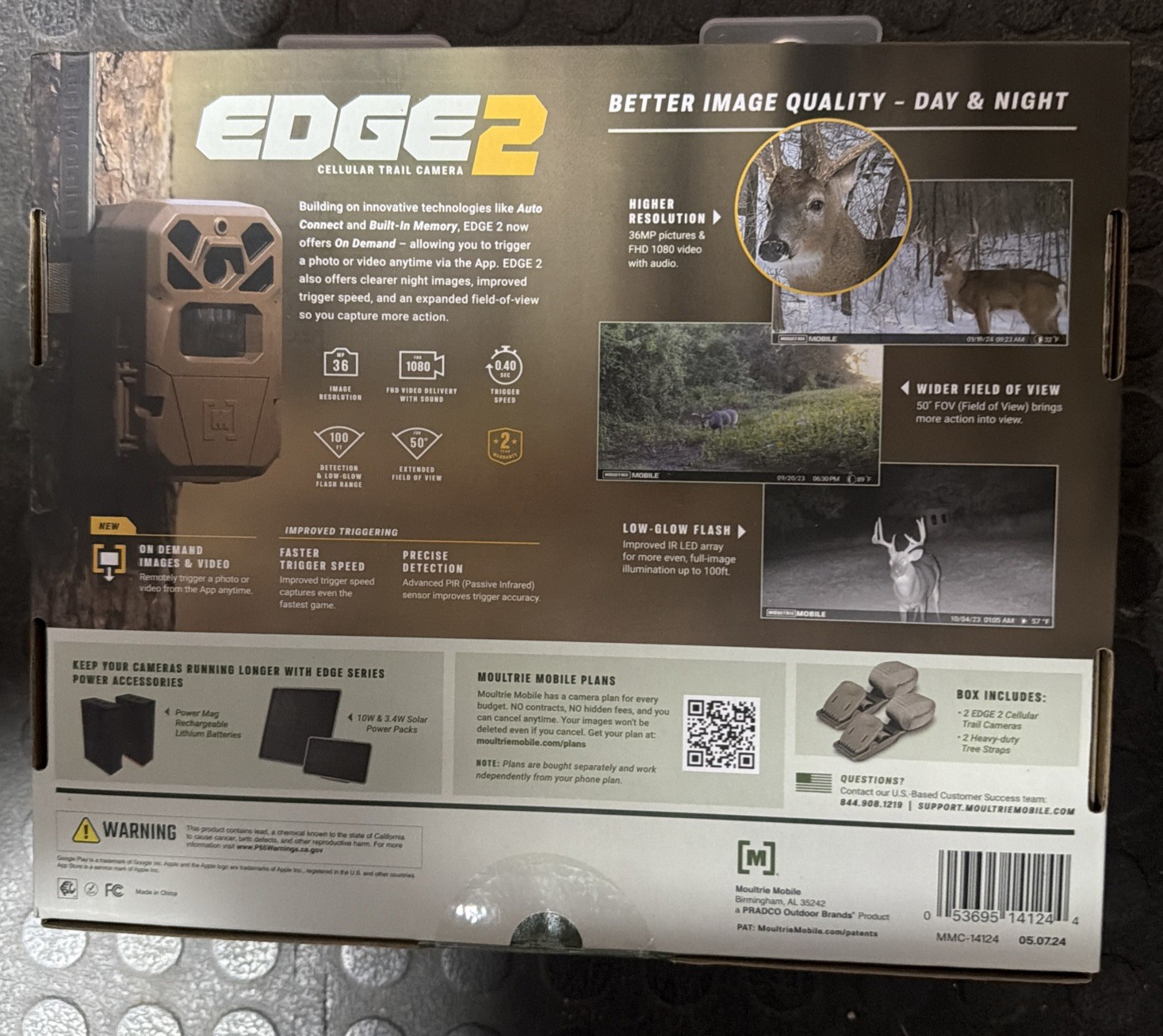 Moultrie Mobile Edge 2 36MP Cellular Trail Camera (2 Pack Kit) Brown MMC-14124