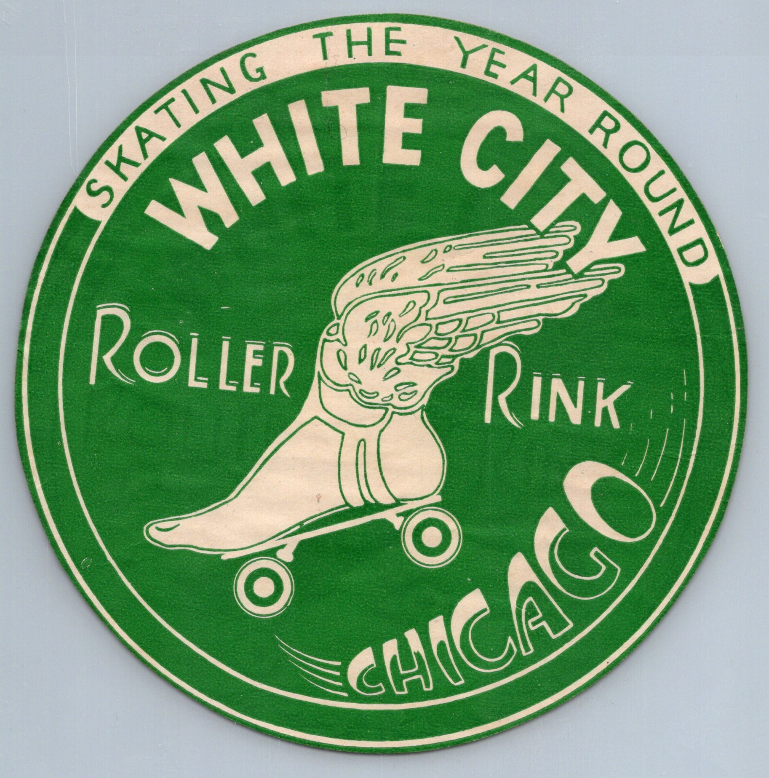 1940s White City Roller Skating Rink Sticker Amusement Park Chicago Illinois