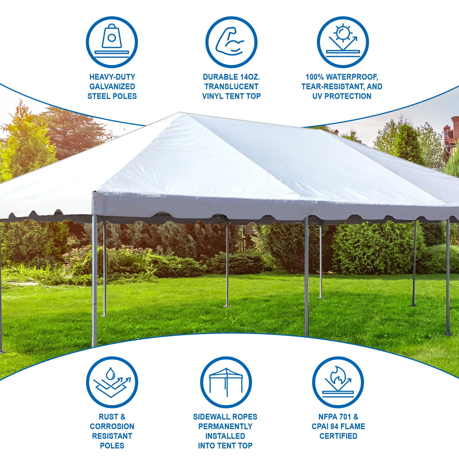 20 x 30 Canopy Party Tent White Commercial Backyard Event Gazebo with Frame