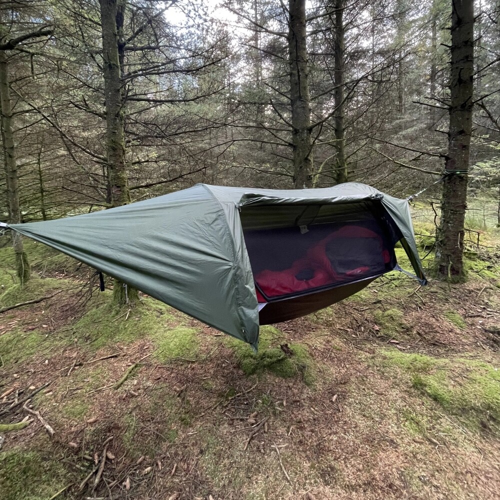 Hammock Rain Fly Tarp Mosquito Net Waterproof Tent Camping 440lb Bed Green