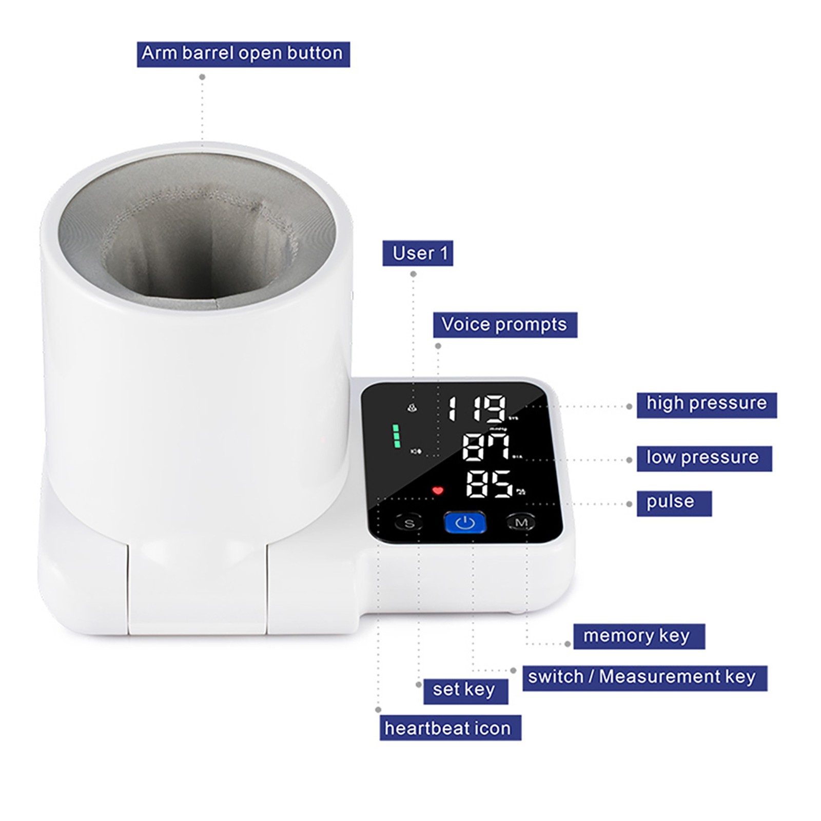Blood Pressure Monitor Barrel Blood Digital Blood Pressure Machine Heart Rate