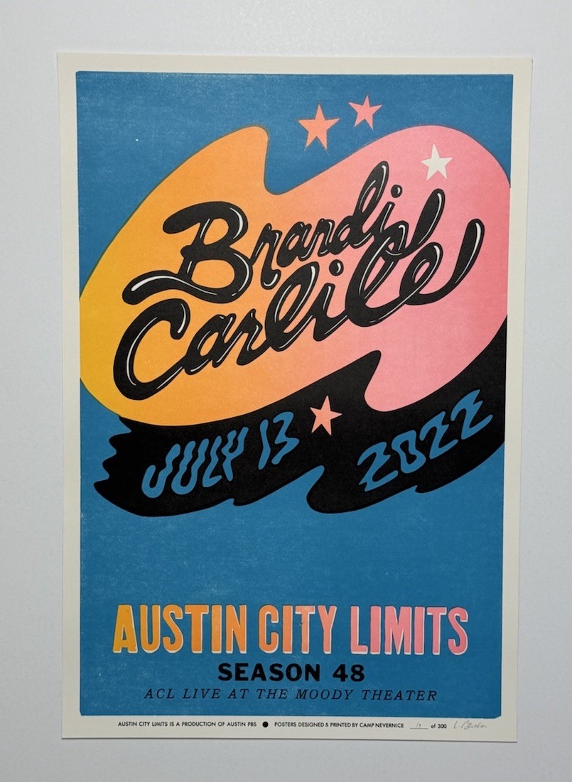 Brandi Carlile Poster Austin TX Moody 2022 Official #’d Letterpress RARE X/300