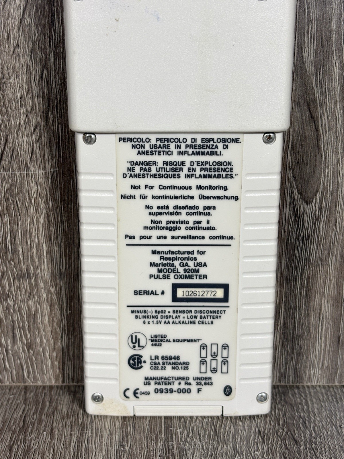 RESPIRONICS SP02 920M Plus Handheld Pulse Oximeter Portable- Tested/Working