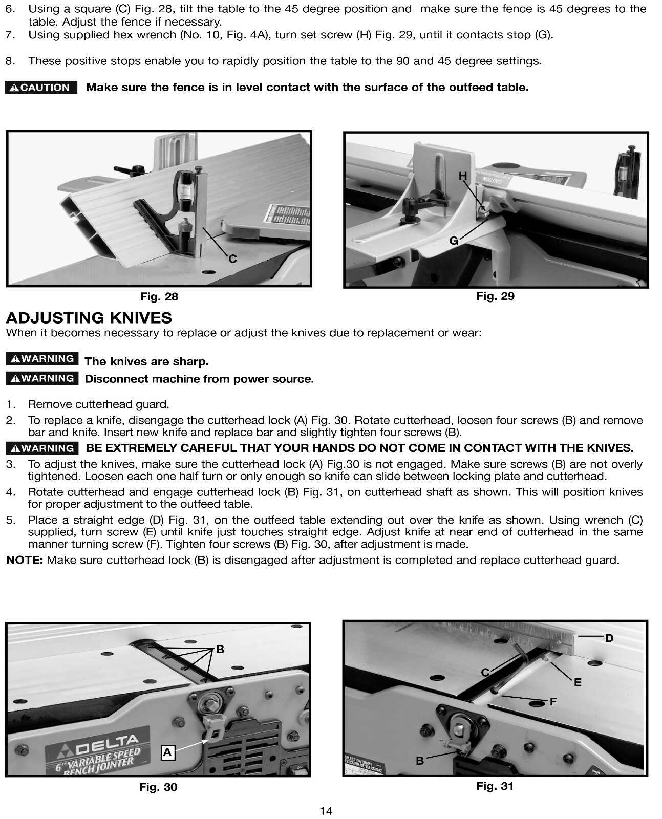 Delta 6" Variable Speed Jointer JT160 Instructions & Parts List Manual #2035