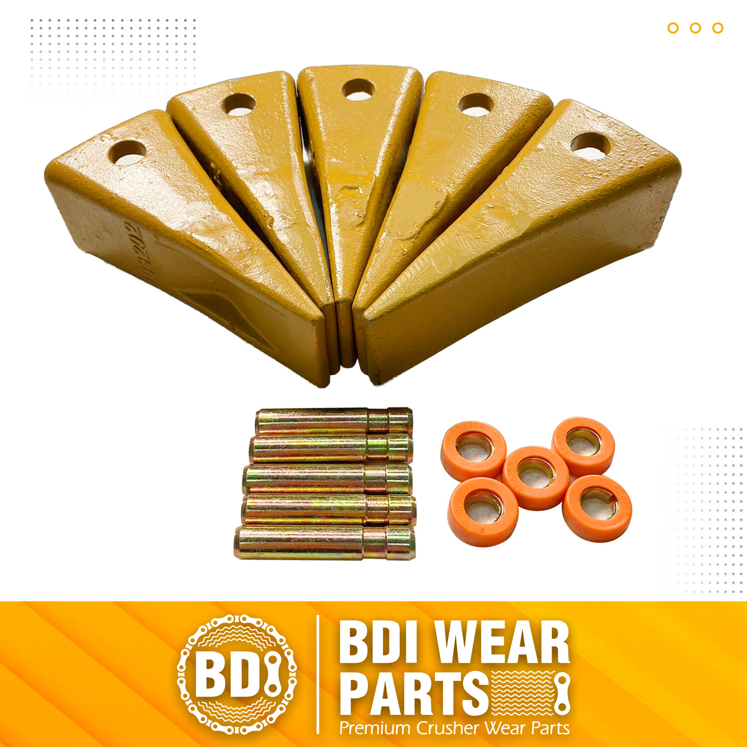 1U3202 J200 Excavator Bucket Teeth with Pins 8E6208 Retainers 8E6209 - 5 Pack