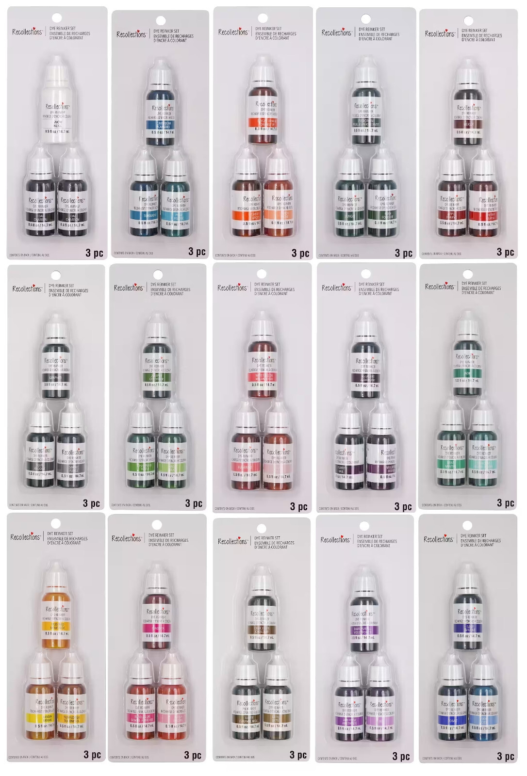 Recollections Dye Reinker Sets ~ 3/Pkg Acid-Free ~ YOU CHOOSE! Newest Ink Colors