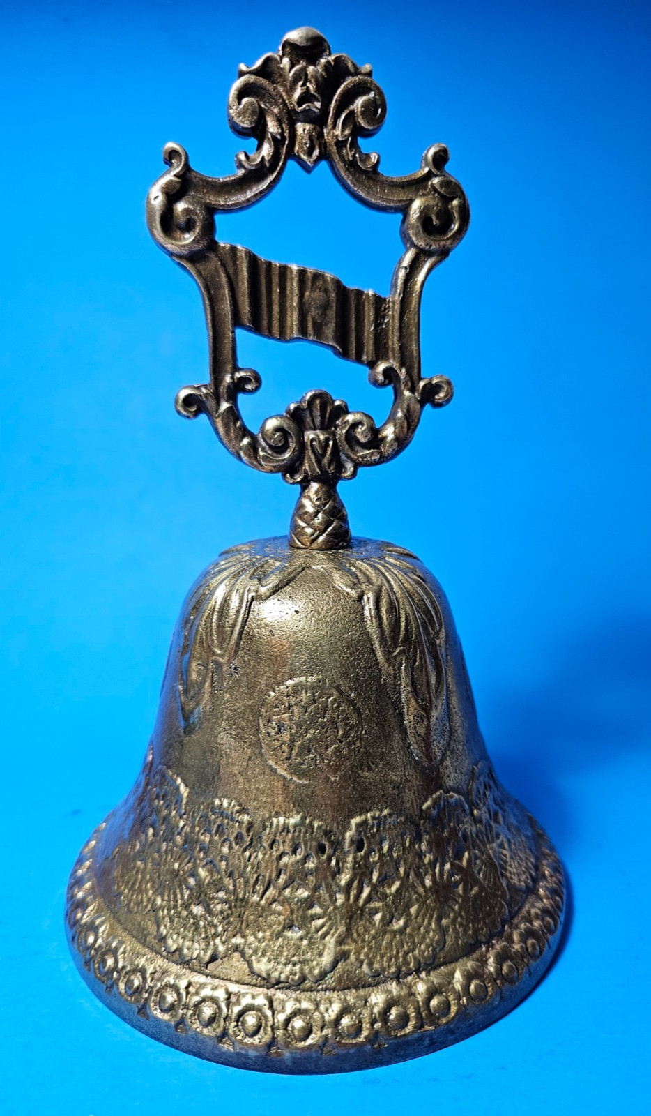 Mid-Century Bronze Brass Hand Bell Featuring Aged Patina