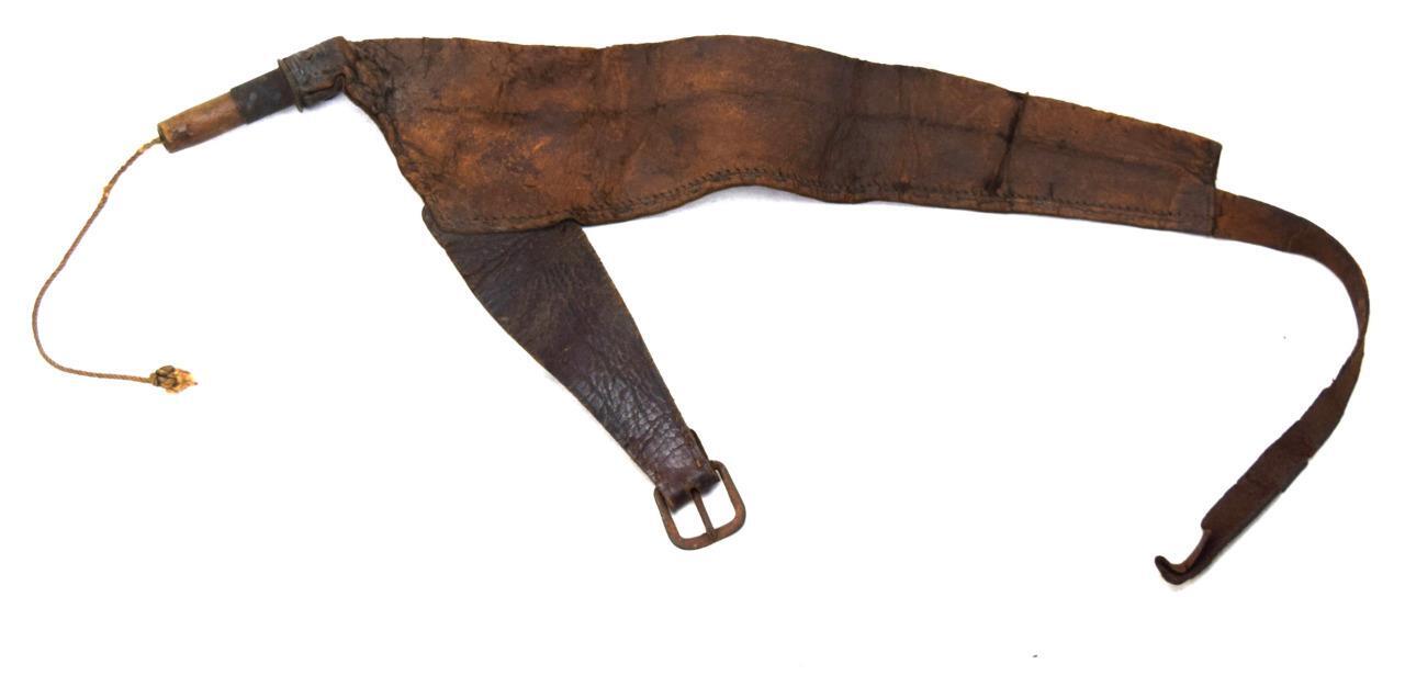 Antique Civil War Era Leather Gun Powder Shot Pouch