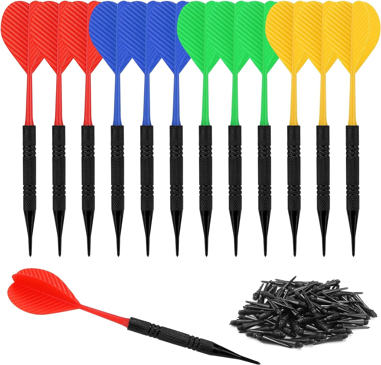 12 Pcs Soft Tip Darts Bar Dart Plastic Tip Darts Set Attach Extra 100 Black 2