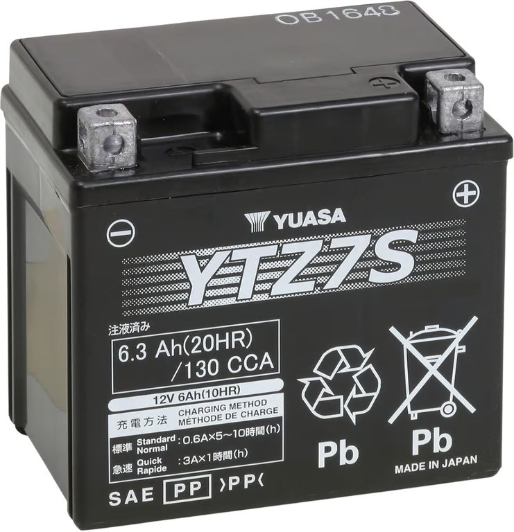 Yuasa Factory Activated Maintenance Free Battery - YTZ7S Motorcycle ATV/UTV PWC