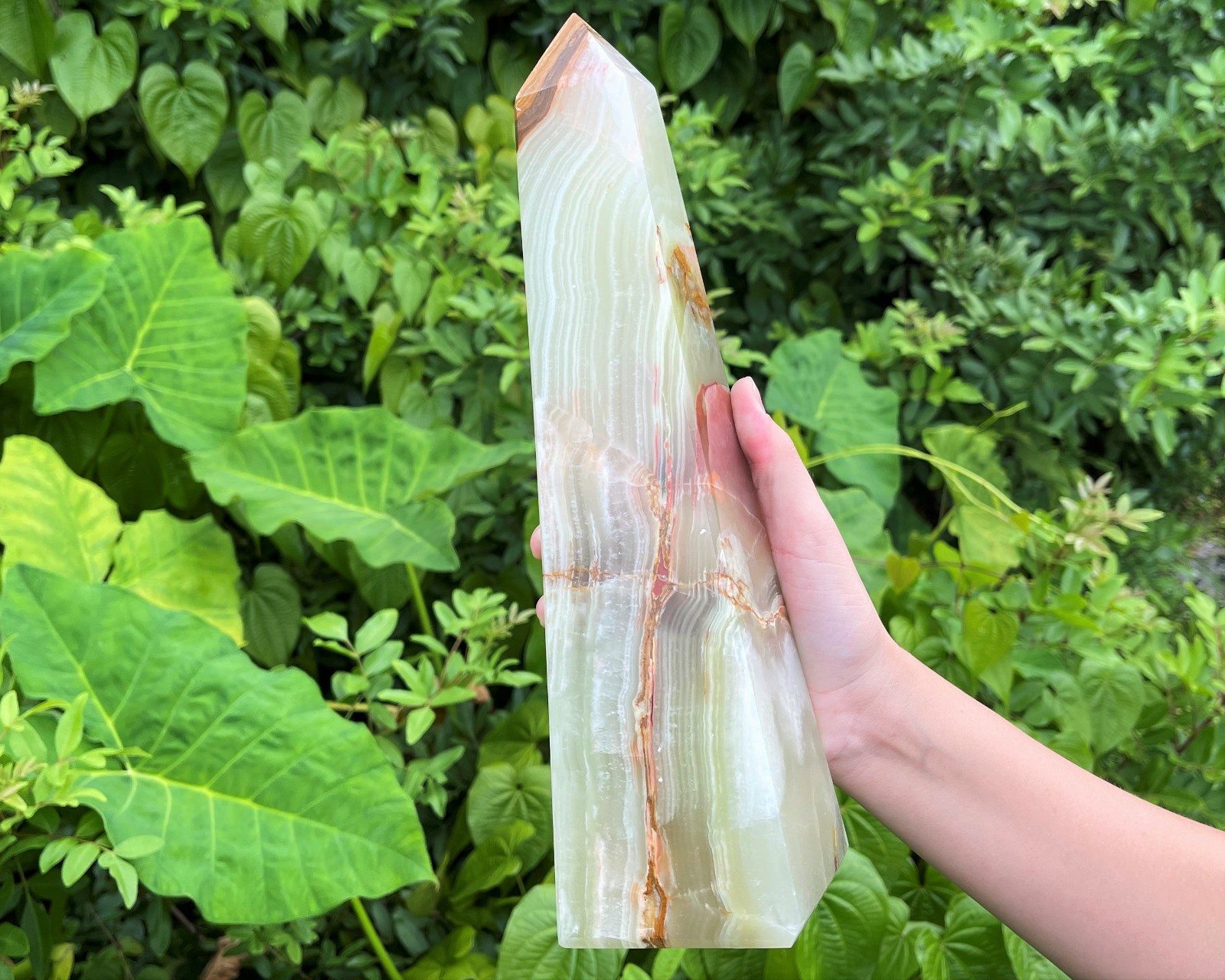 JUMBO 12" Green Onyx Obelisk (4-Sided Crystal Tower, Green Onyx Tower)