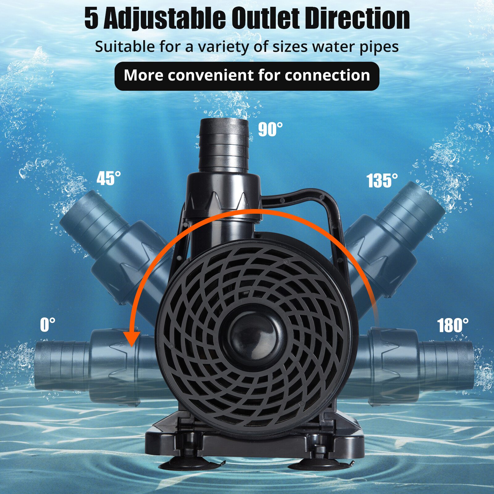 4755GPH Submersible Water Pump 170W Pond Pump with 33FT Lift Height for Aquarium