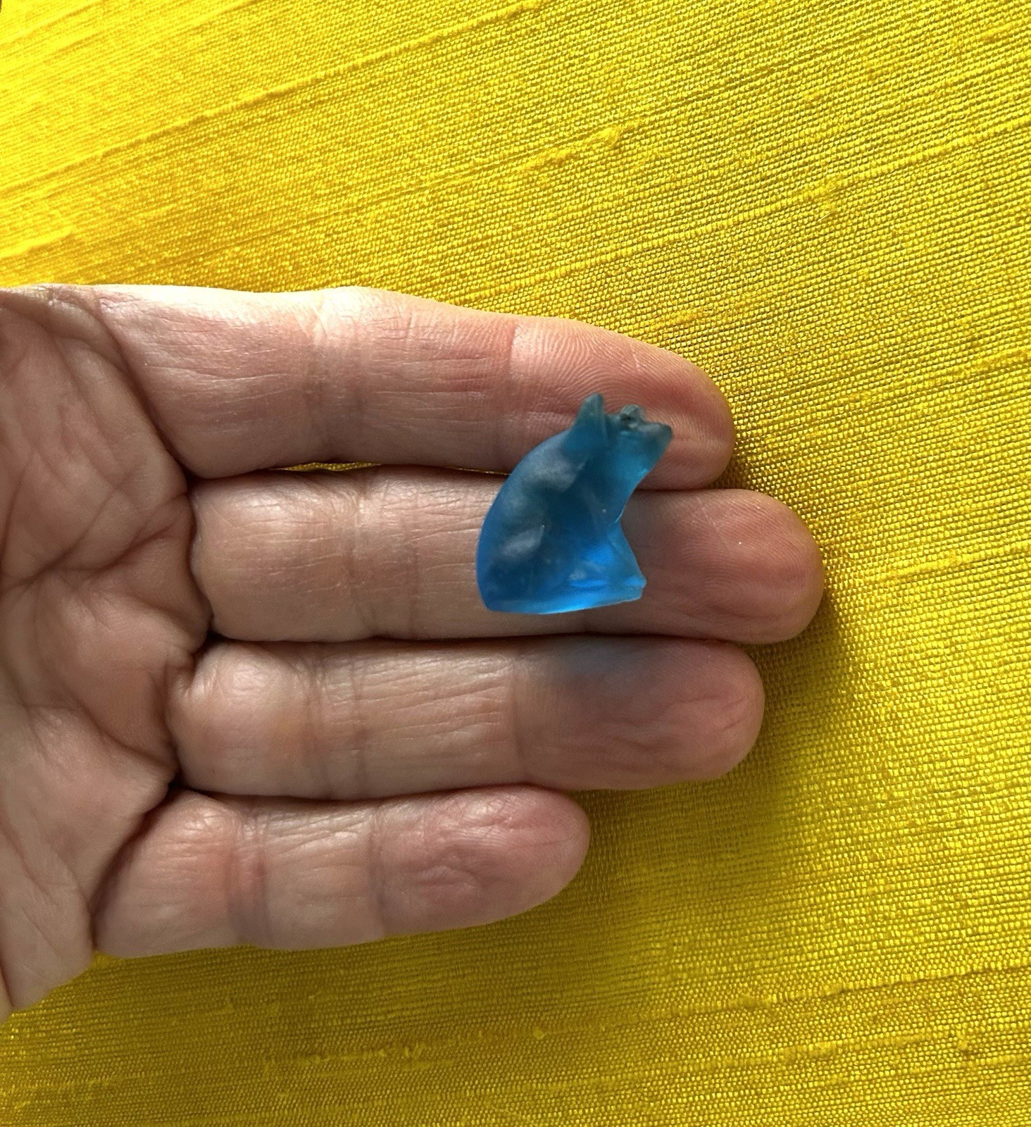 Antique 1920's? Blue Satin Czech Glass Pig/Boar Cracker Jack Charm Prize