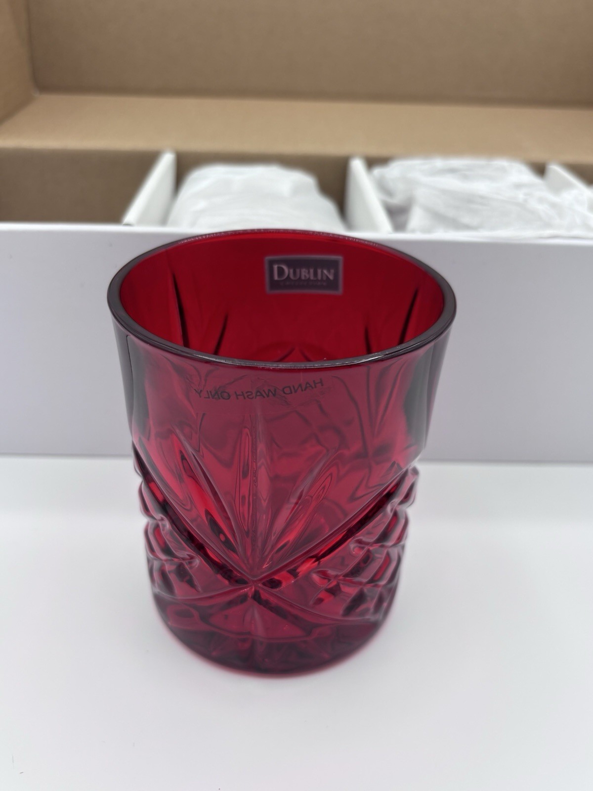 Godinger Old Fashioned Glasses Dublin Collection Ruby Red Crystal 4pc 11oz.