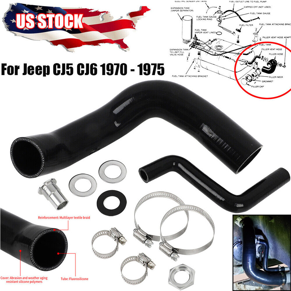 FITS JEEP FUEL FILL NECK KIT 1970 - 1976 CJ5 CJ6 FOR REAR FILL TANK 992923K NEW