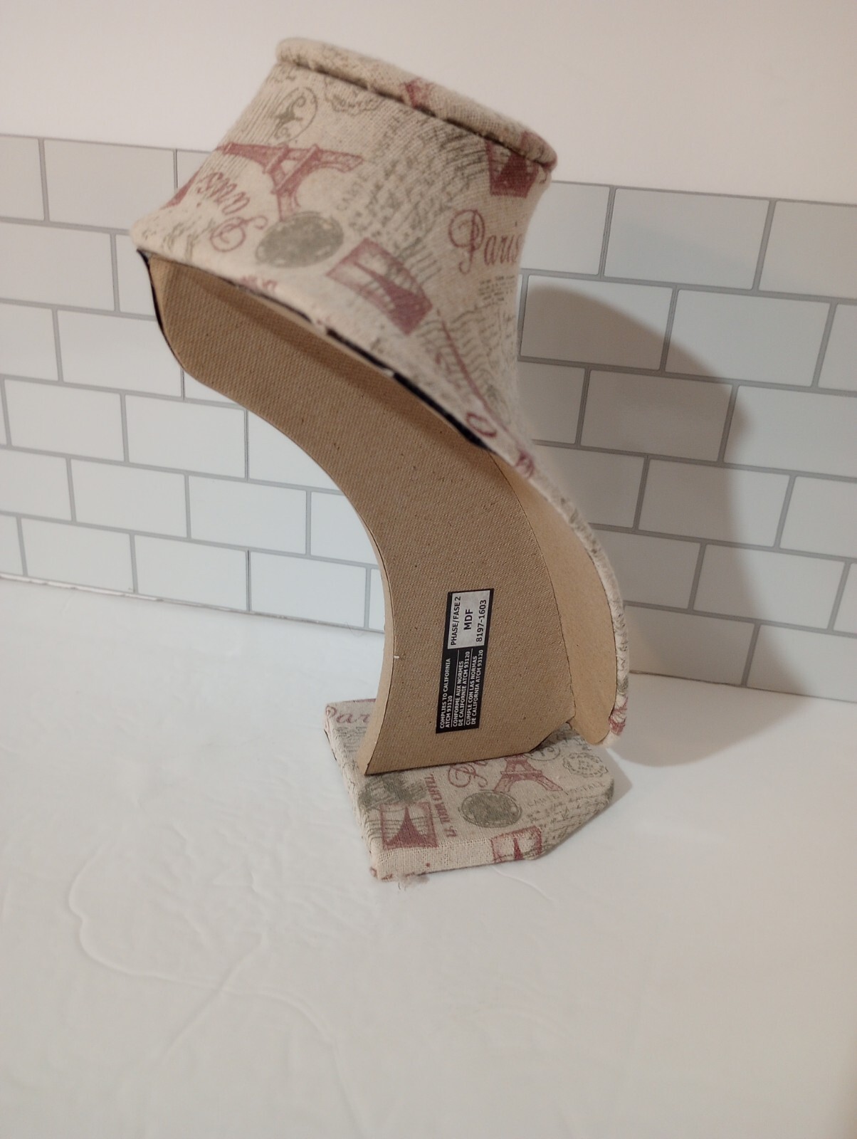 9" Linen Printed Necklace Jewelry Display Bust Eiffel Tower Paris