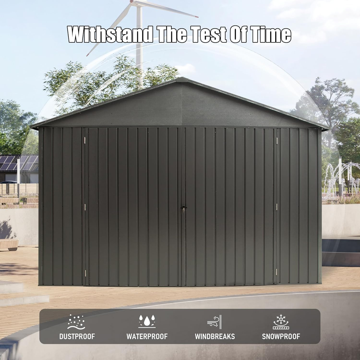 Domi 12x20FT Metal Garage Shed Carport with Lockable Doors