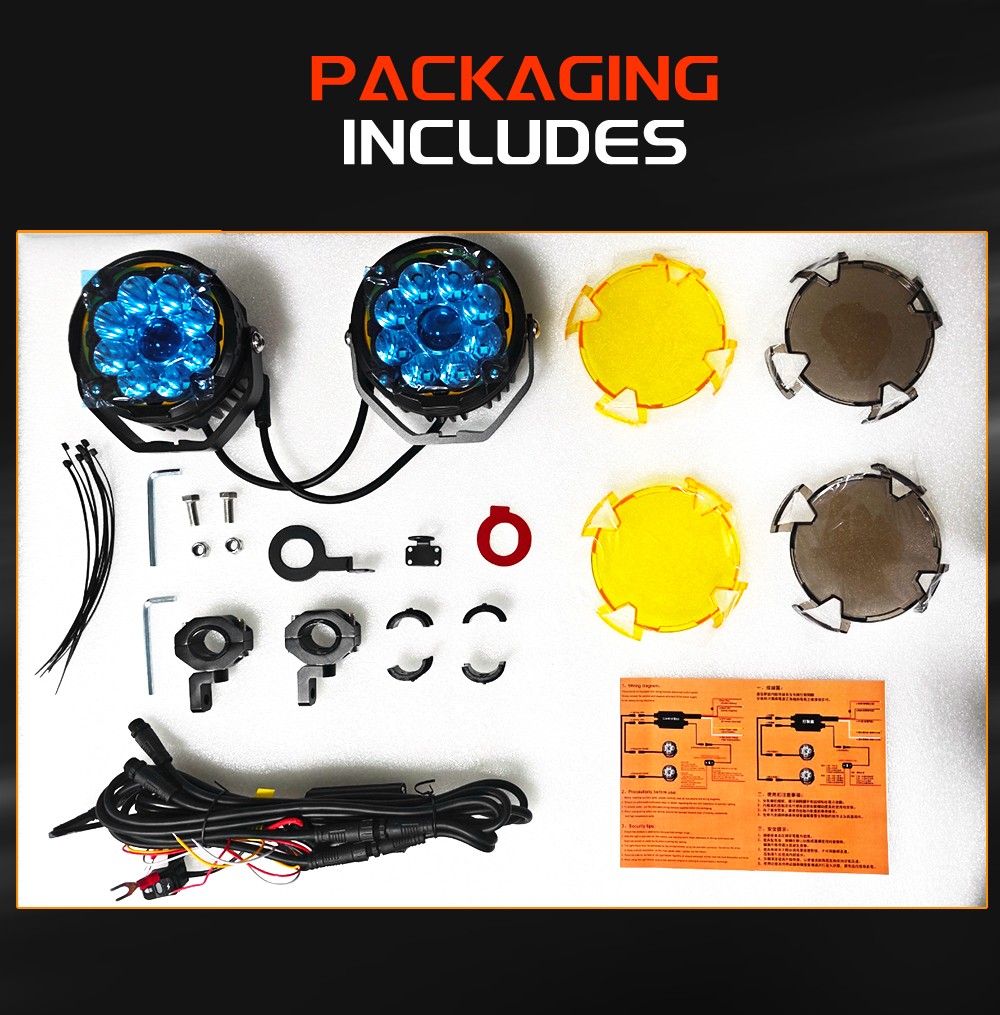 2x 6" Laser LED Motorcycle Driving Fog Spot Light Auxiliary Lamp White+Amber DRL