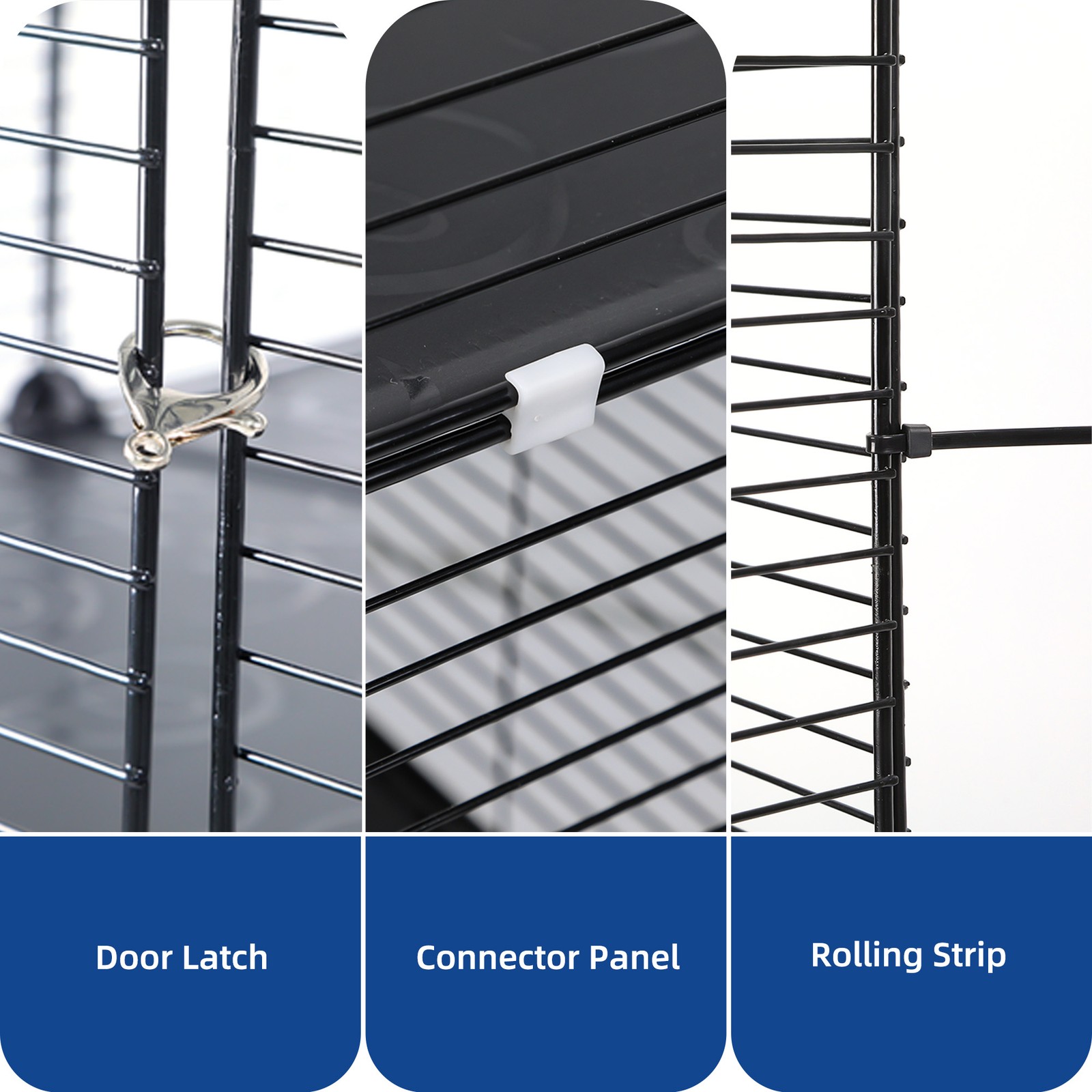 Cat Cage Indoor Cat Enclosures DIY Playpen Ferret Rabbit Metal Kennel w/ Hammock