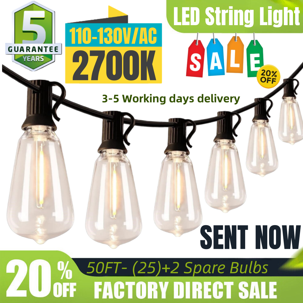 Outdoor String Lights, IP65 Waterproof Led Lights,Hanging for Backyard Garden