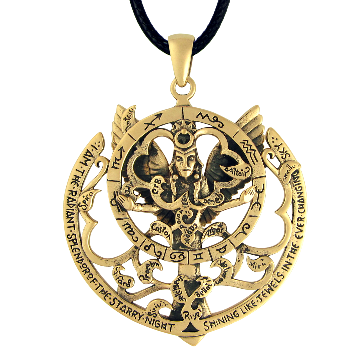 Large Bronze Queen of Heaven Pendant Goddess Astarte Ishtar by Dryad Design