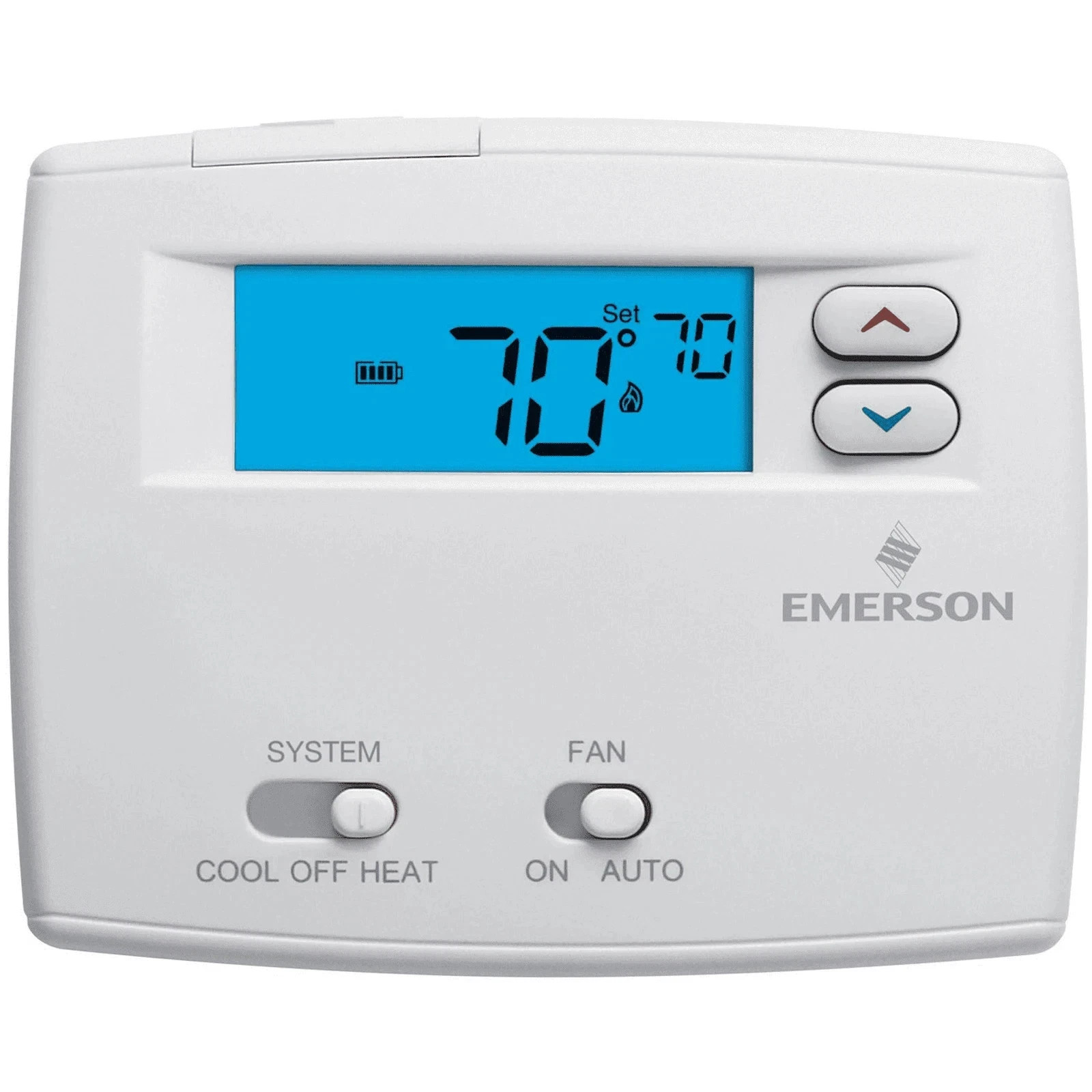White-Rodgers Emerson 1F86-0244 Dual-Powered Non-Programmable Thermostat, 1H/1C