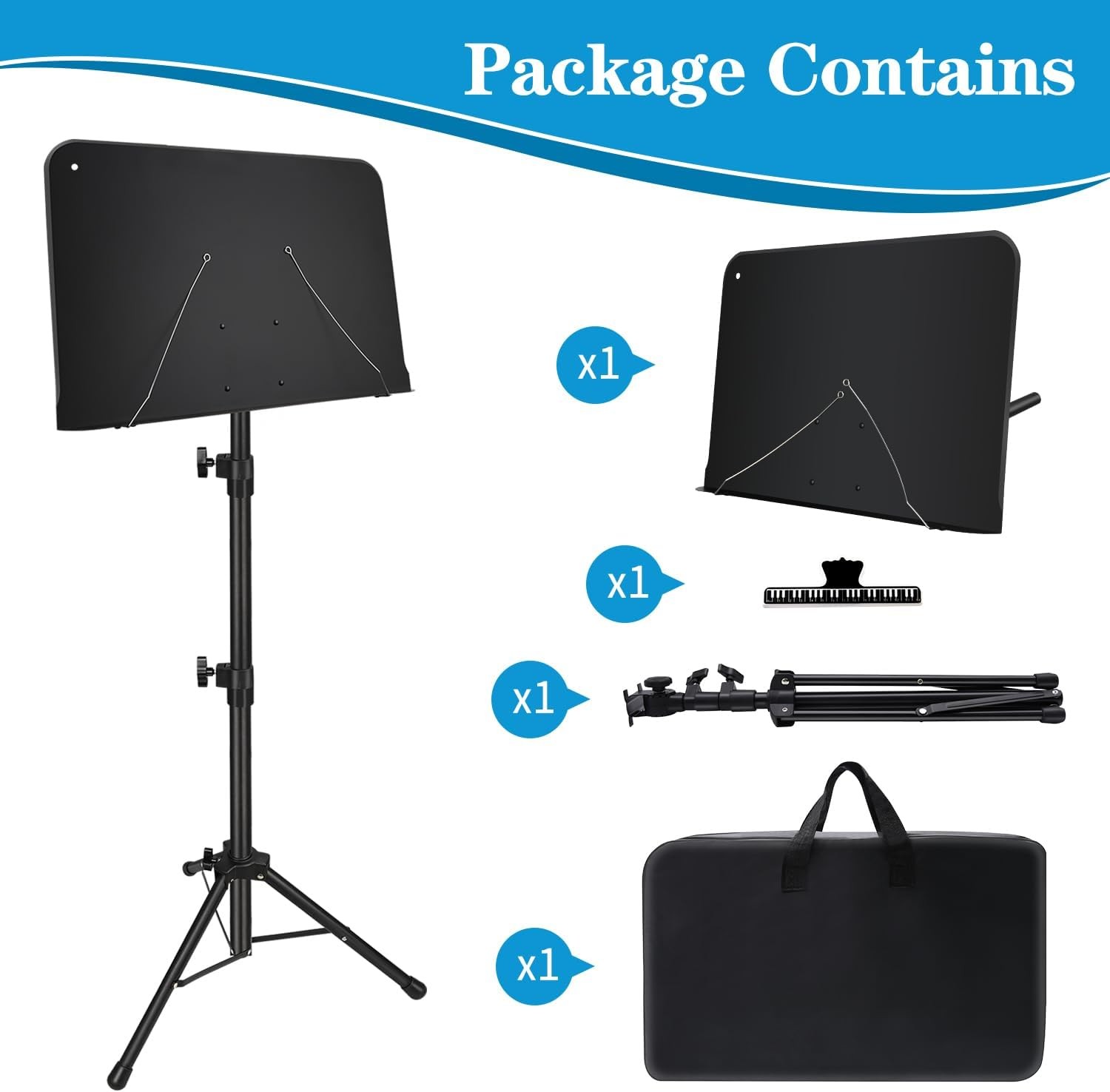 Adjustable Music Stand Portable Folding with Carry Bag 1 Pack