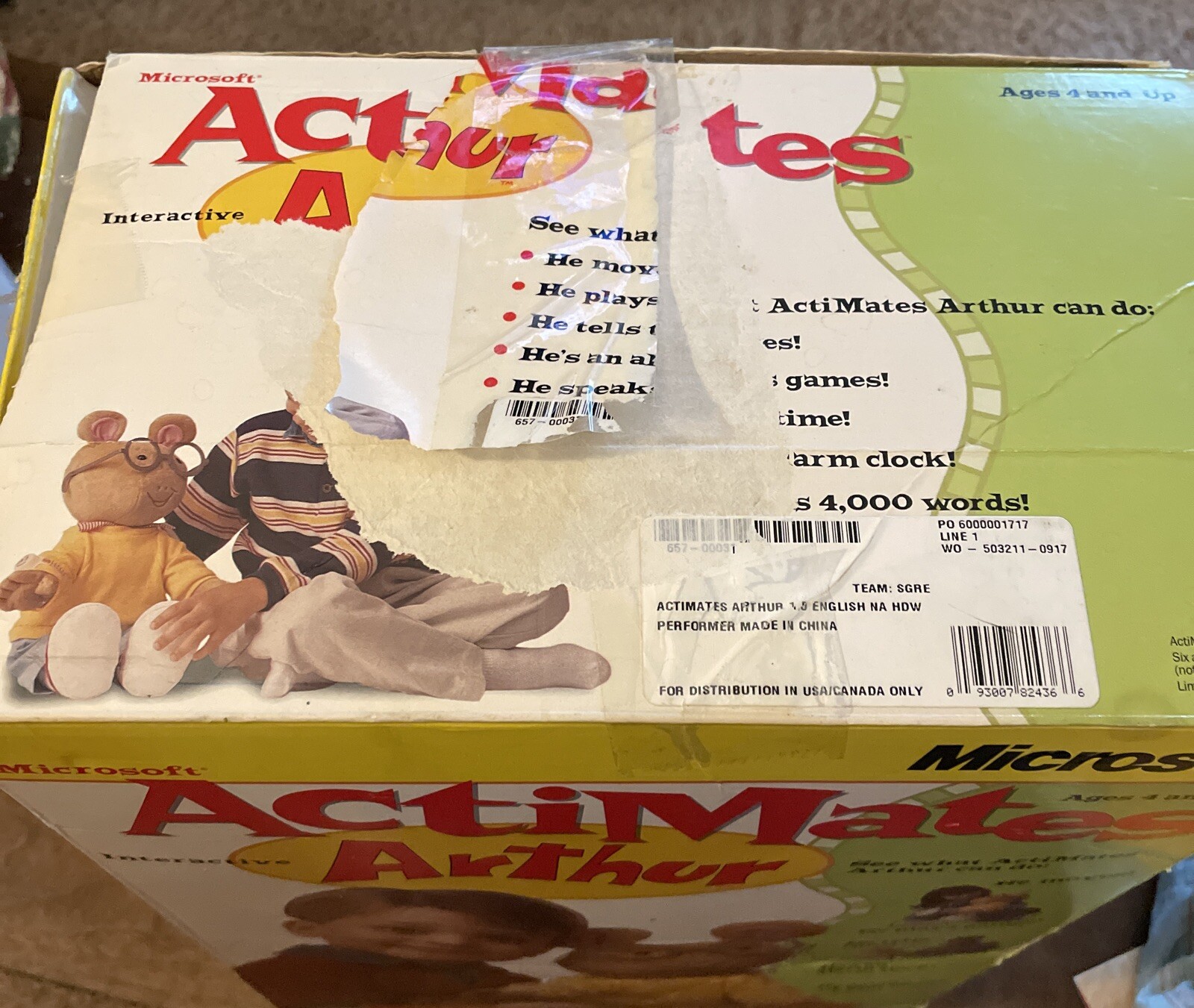 1998 Microsoft Actimates ARTHUR Interactive Talking Plush Toy 22”, Tested