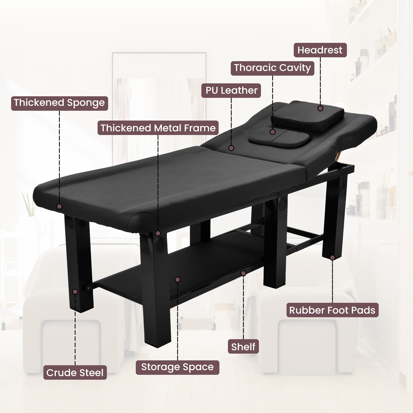 Stationary Massage Table with Backrest for Treatment Table Physical Therapy Tabl
