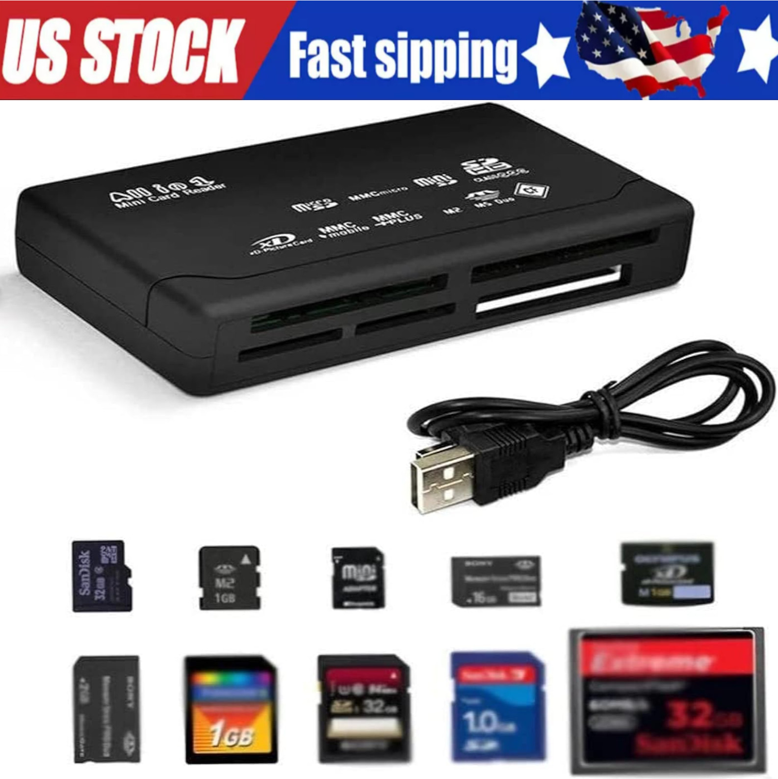 Memory Card Reader Mini 26-IN-1 USB 2.0 High Speed For CF xD SD MS SDHC lot