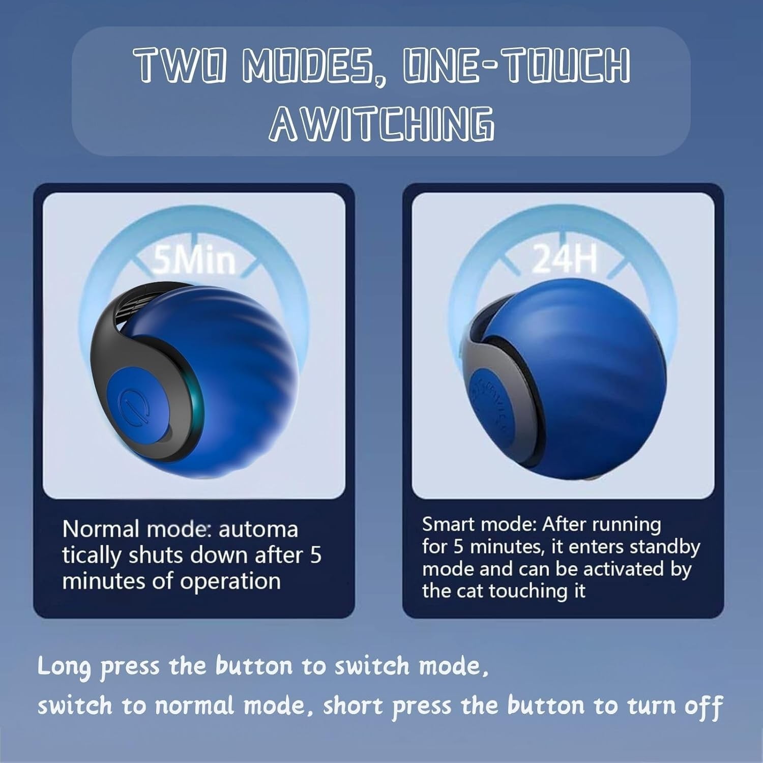 2X-Speedy Tail Interactive Cat Toys Ball Moving Cat Toy Automatic Rolling Ball