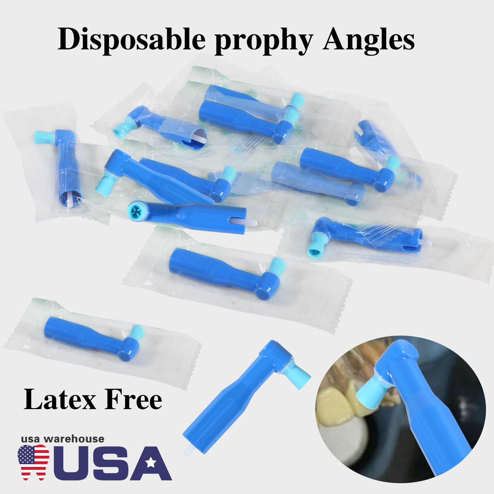 100/500Pcs Dental Disposable Prophy Angle Prophy Angles Firm Soft Cup Green/Blue