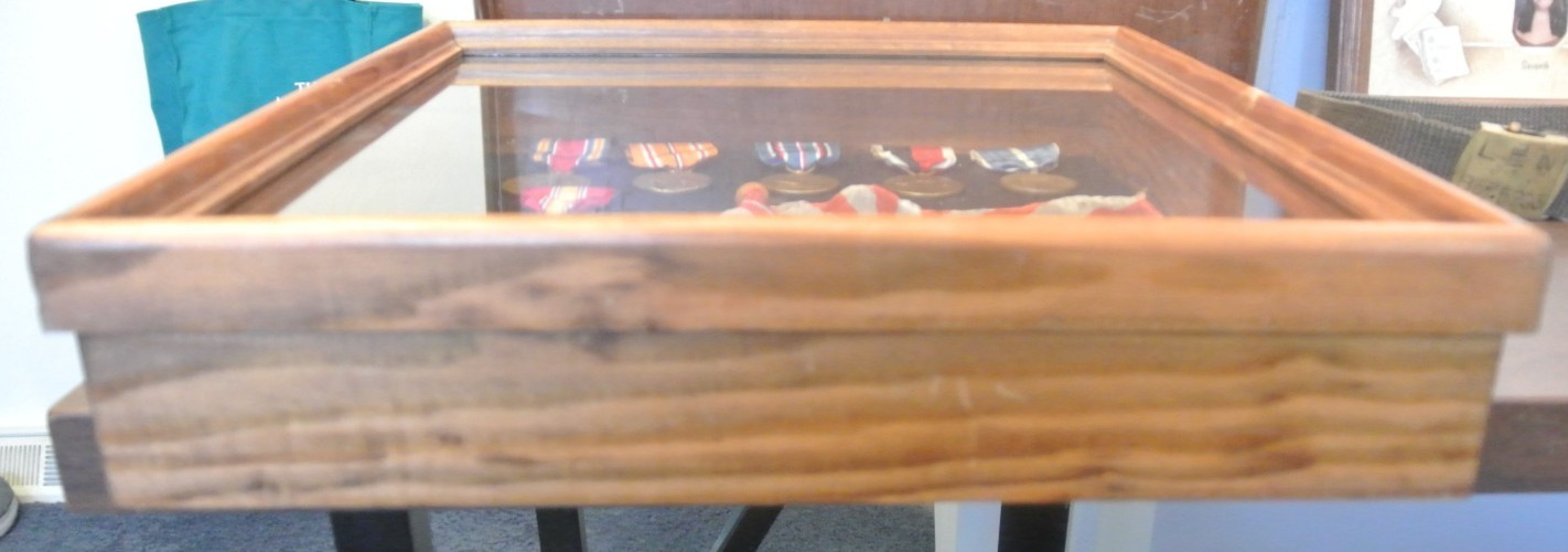 Vintage World War 2 Shadow Box US Navy Medals Ribbons Currency Flag USS Piedmont