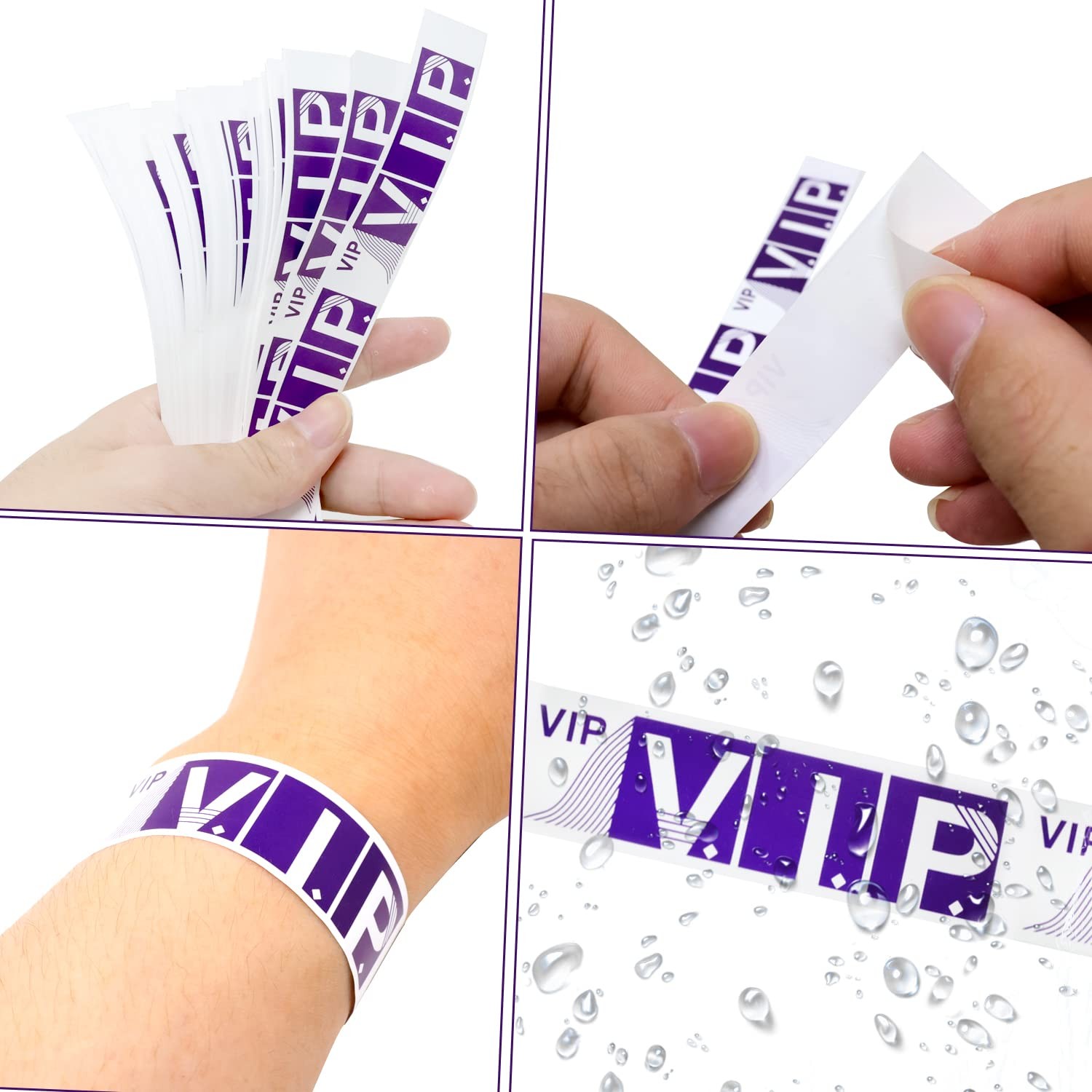 Waterproof Event Wristbands Paper Party Armbands 100 Pack