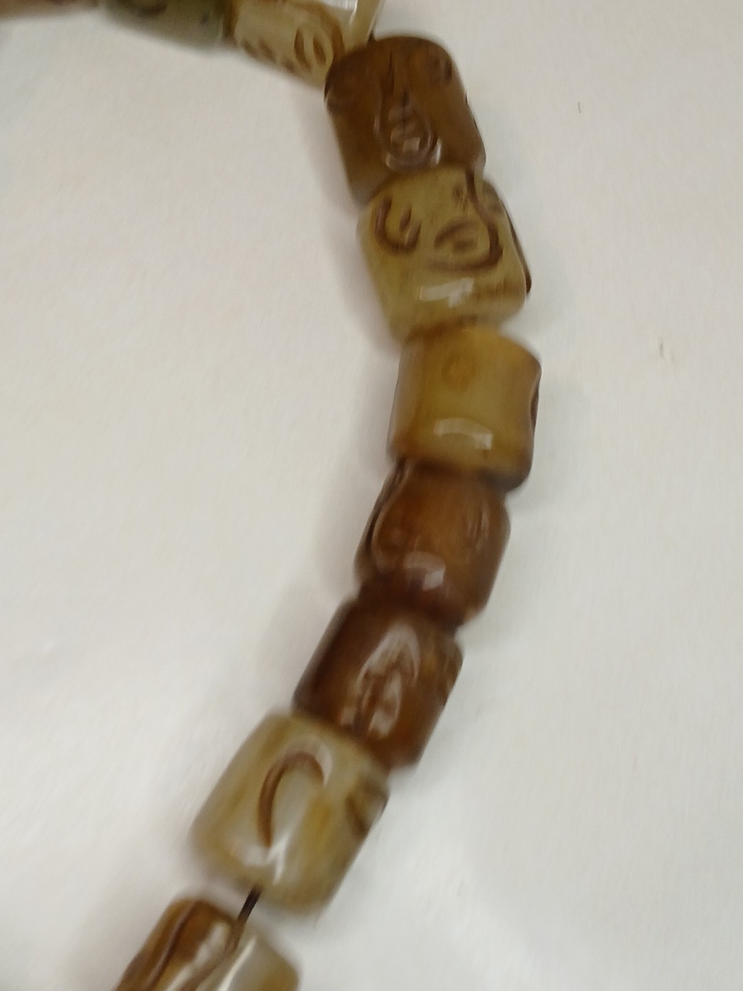 Antique Vtg Original China Tibetan Carved Prayer Jade Beads Buddha