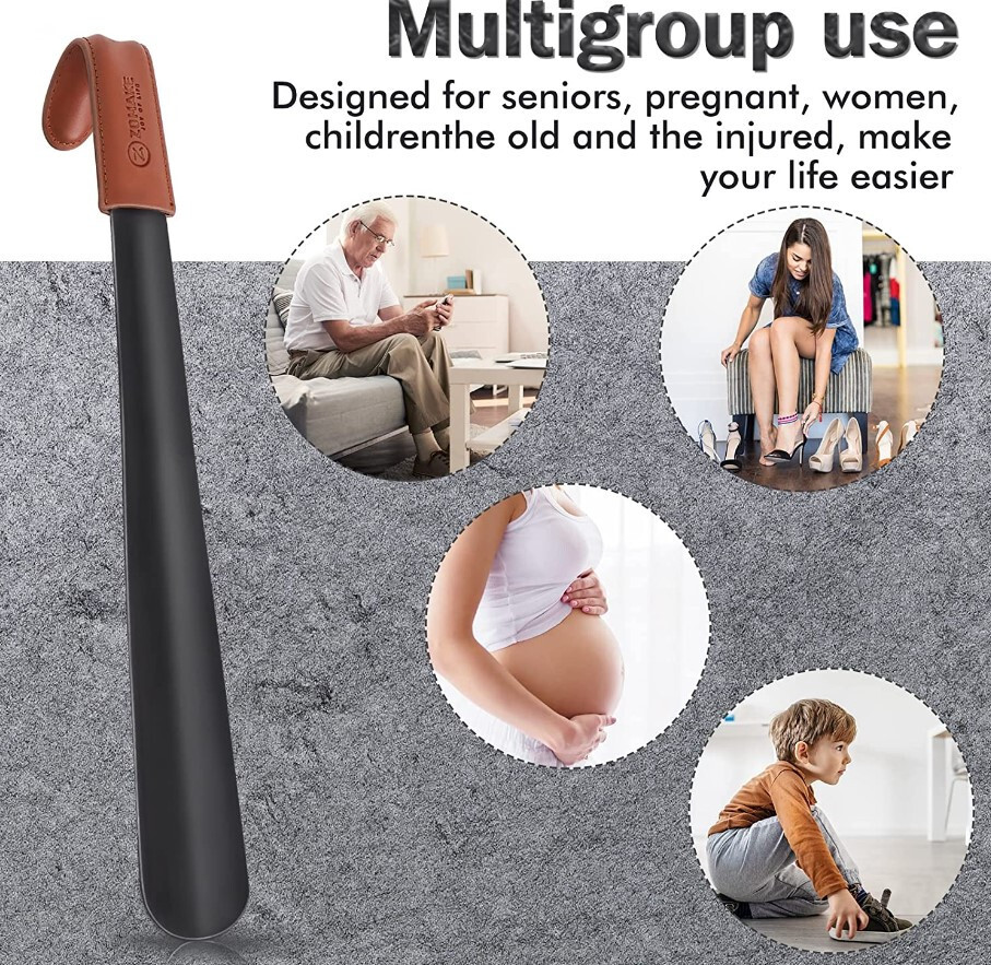 Extra Long Shoe Horn Long Handle Metal Long Shoehorn for Boots Men Women 16.5"