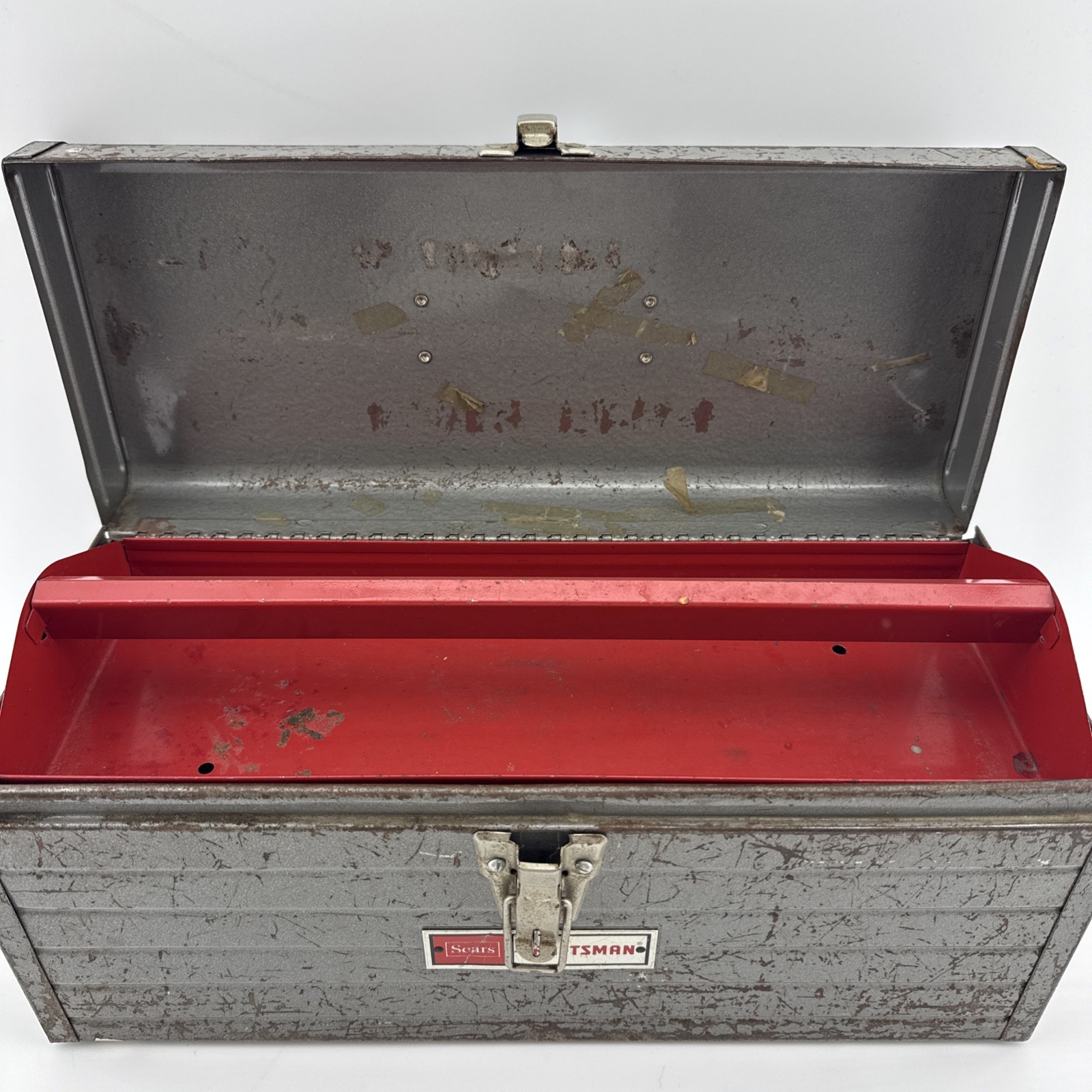 Vintage Sears Craftsman 65013 Metal Tool Box w/ Red Tray