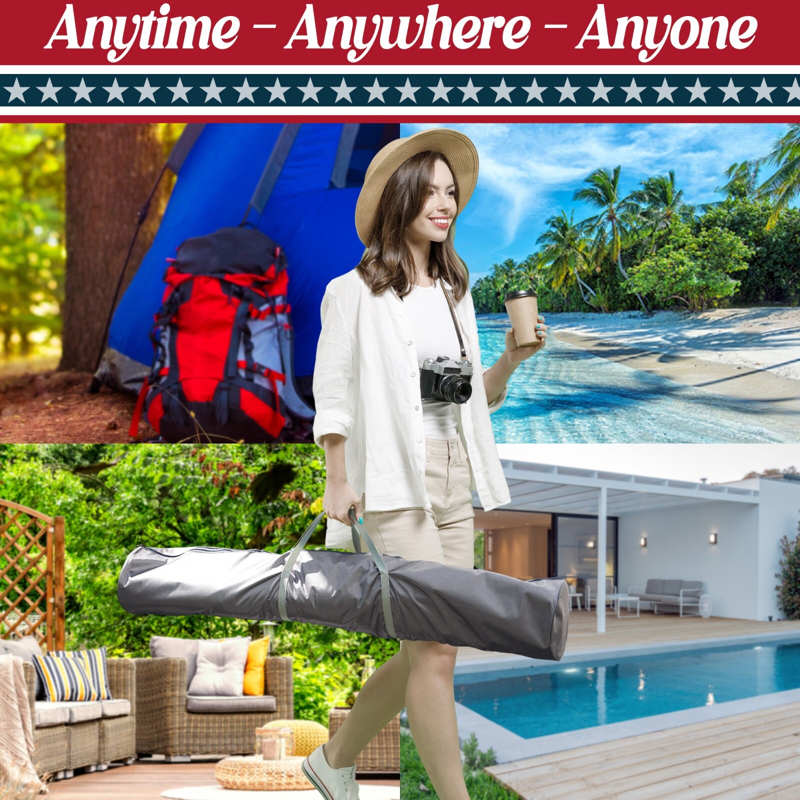 Tranquillo Adjustable Hammock Stand Camping Hammock and Stand 550lb, Black