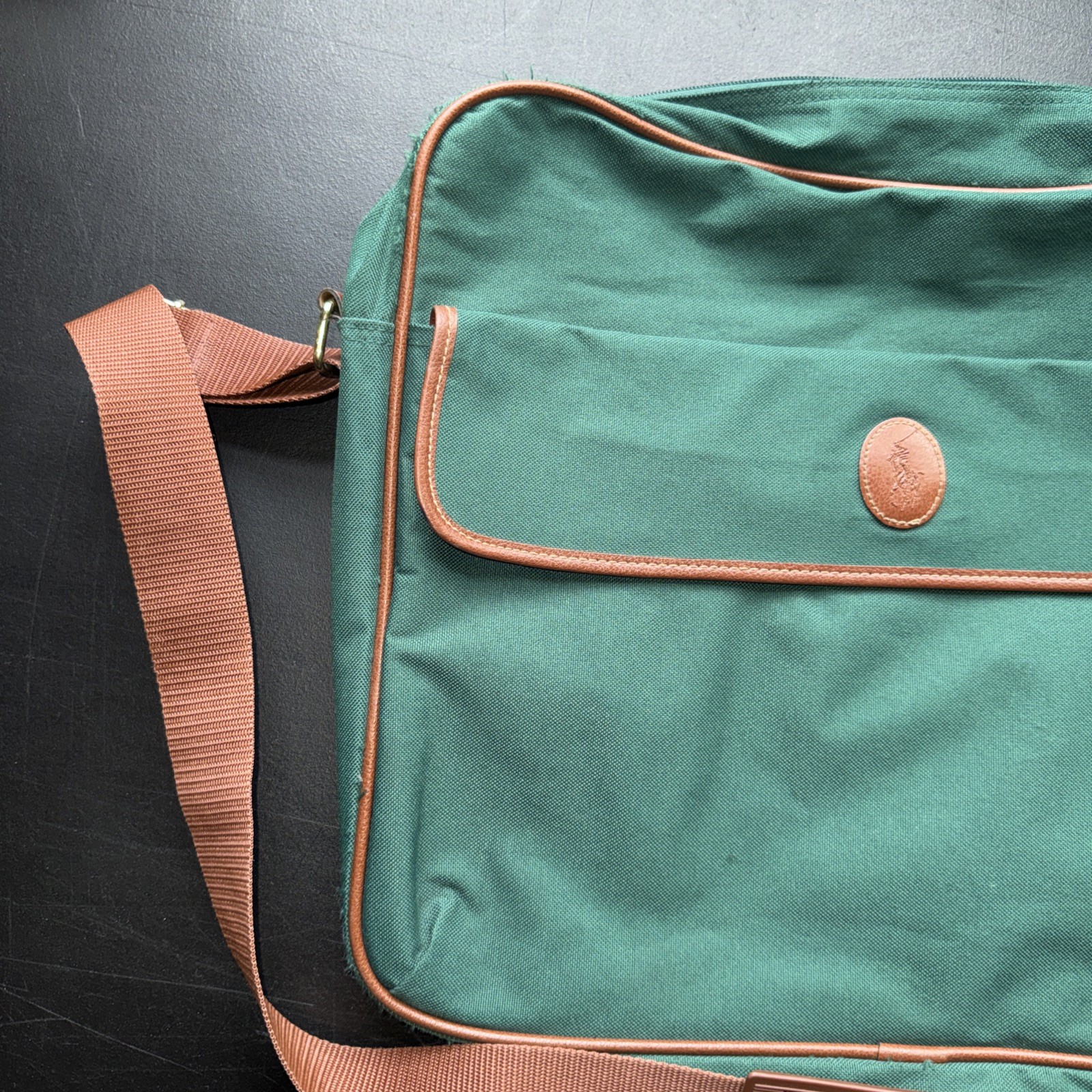 Polo Ralph Lauren Vintage Hunter Forest Green Canvas Computer Bag Messenger Bag