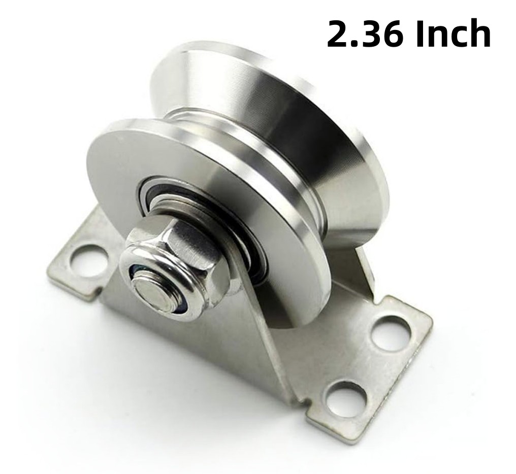 2.36'' 304 Stainless Steel V Groove Pulley Rope Cable Wire Pulley w/ Holes