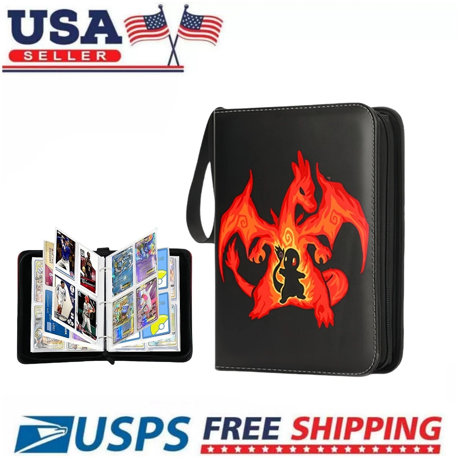 Card Binder for Pokemon Cards Holder Fits 400 Cards w/ 50 Removable Sleeves TCG