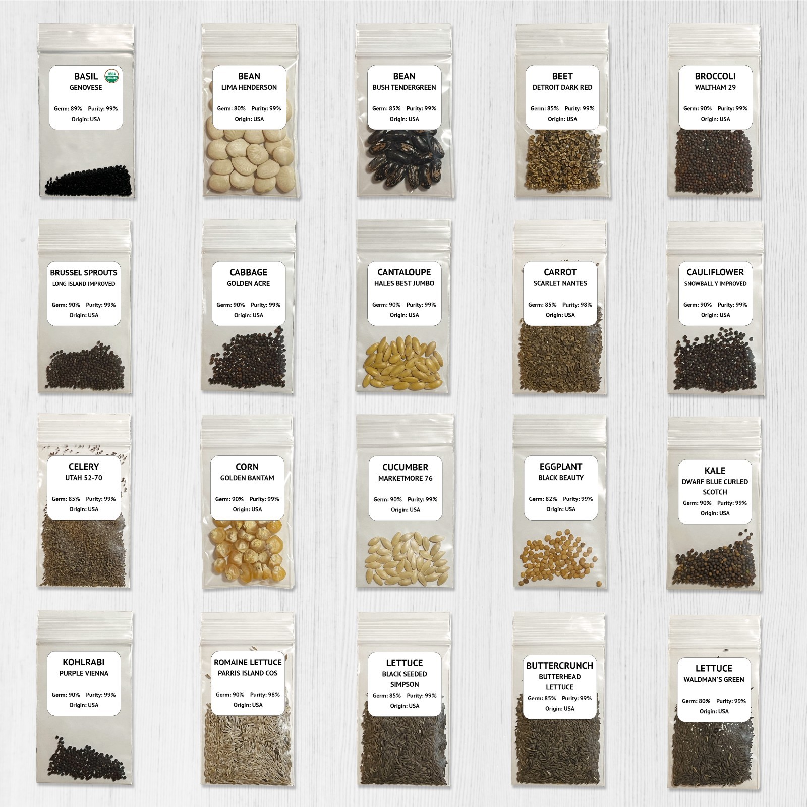 Heirloom Vegetable Seeds Survival Garden Kit - Over 18,000 Seeds, 39 Varieties