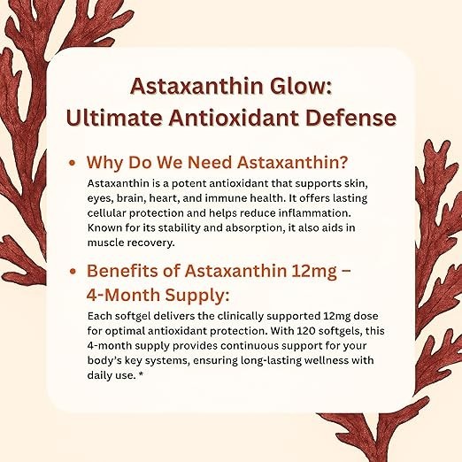 1 PACK Astaxanthin 120 Softgels 12mg - Supports Eye Health and Joint Health