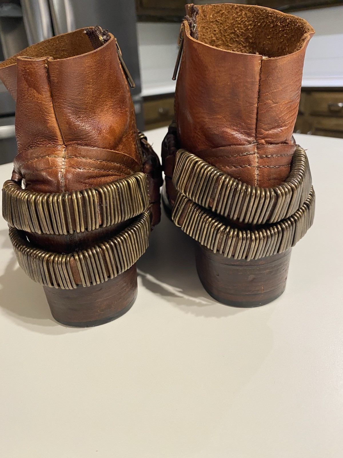 Freebird by Steven Evil Brown Ankle Boot Size 7 Brass Hardware