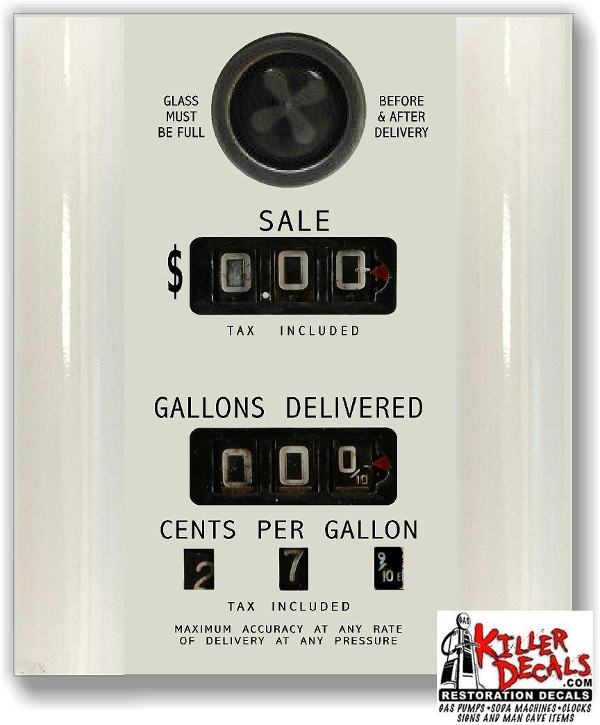 (FACE-121) 11"X9.3" REALISTIC LOOKING GAS PUMP FACE STICKER DECAL GASOLINE.