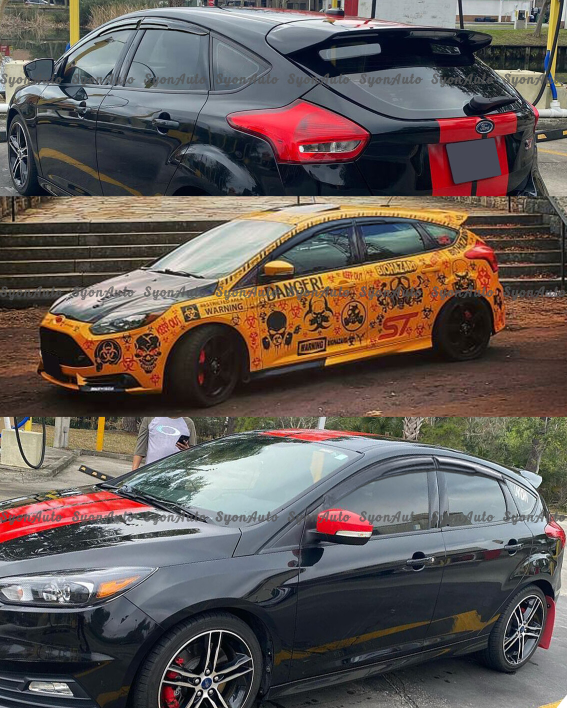 FITS 12-18 FORD FOCUS SEDAN & HATCH 3D WAVY MUGEN STYLE WINDOW VISOR RAIN GUARD