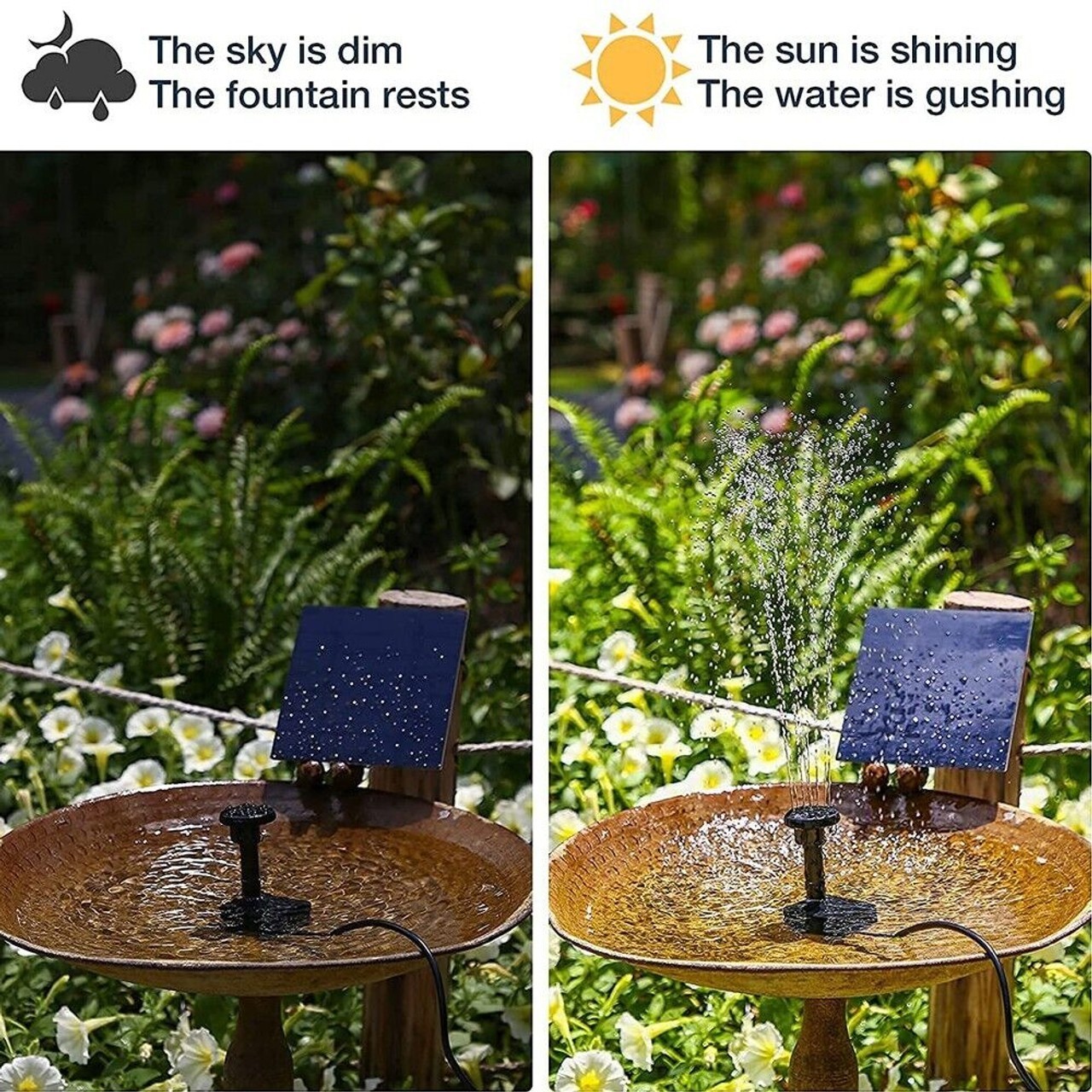 Solar Panel Power Water Pump Fountain Submersible Floating Bird Bath Pond Pool