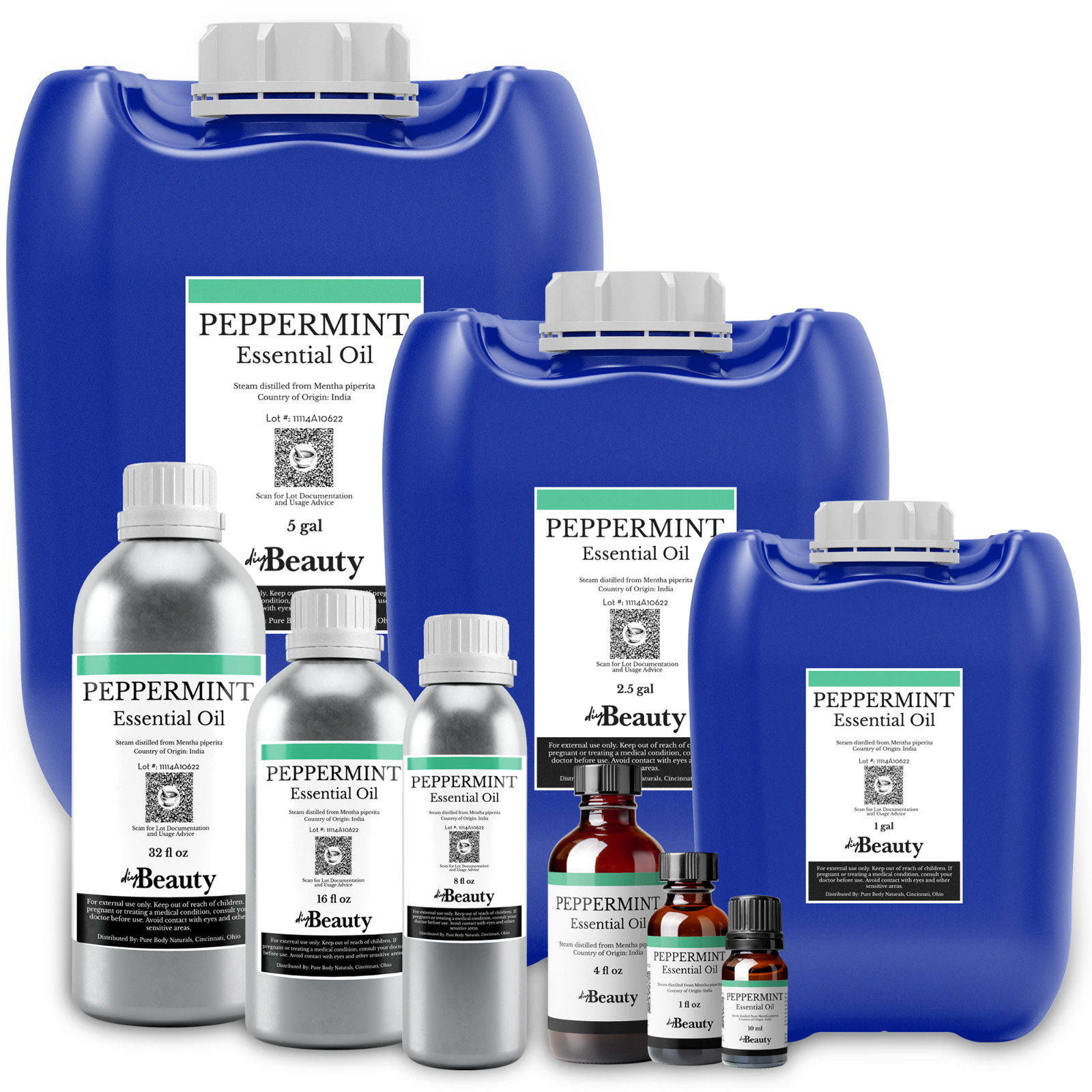 Bulk Peppermint Essential Oil - Large Wholesale Size - 100% Pure and Undiluted