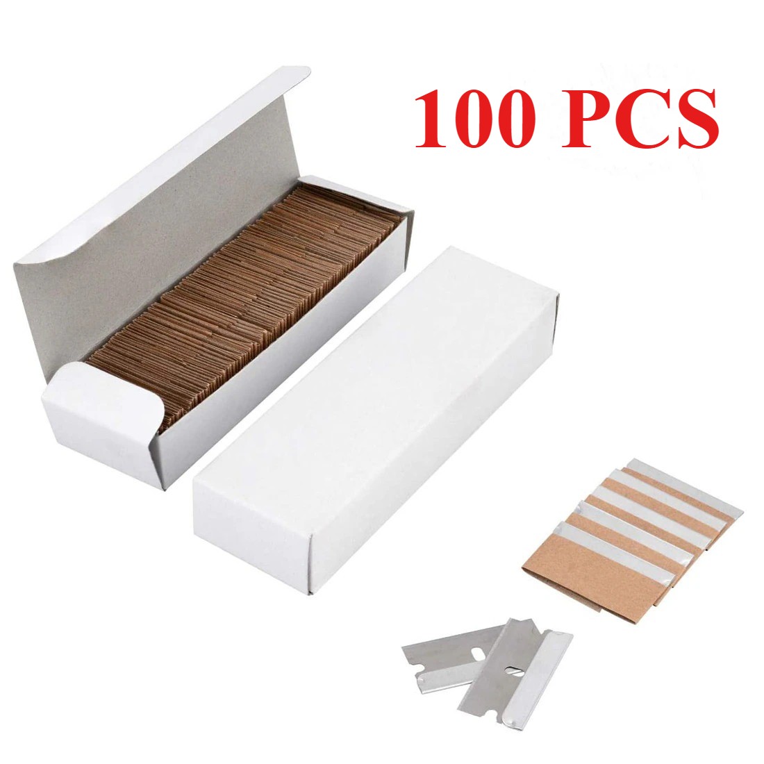 100 PCS Razor Blades Single Edge Extra Sharp Heat Treated Safety Knife Scrapers