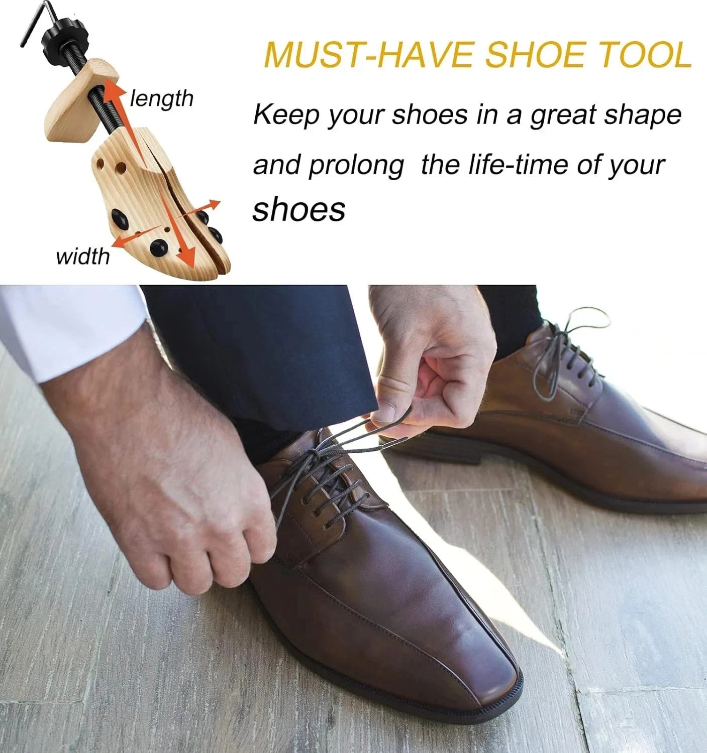 New One Pair 2-way Wooden Adjustable Shoe Stretcher for Men Women Size 9-13